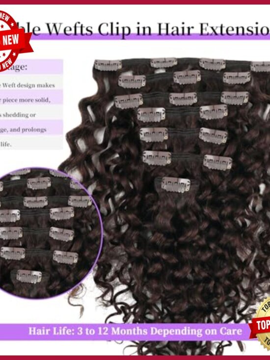 Natural Wave Clip In Human Hair Extensions 22 Inch 7Pcs 120G main image 5